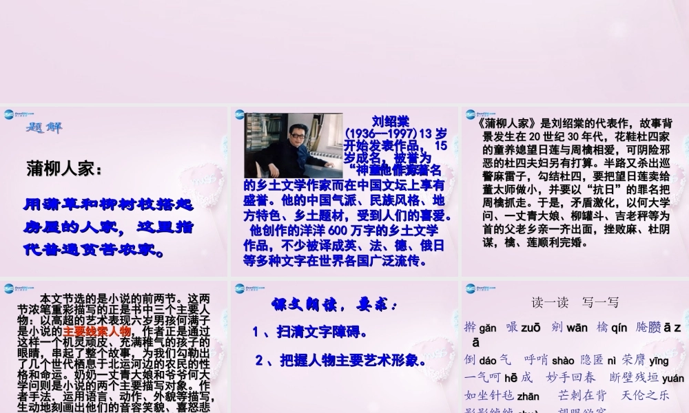 九年级语文下册 6 蒲柳人家教学课件 新人教版 课件