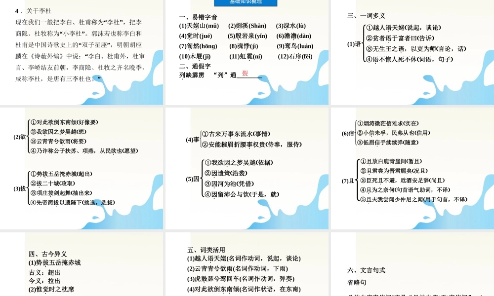 届高二语文 2.5(梦游天姥吟留别)配套课件 人教版第三册 课件