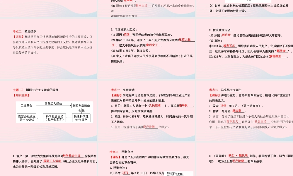 中考历史 第十二单元 近代社会的确立与动荡复习课件 北师大版 课件