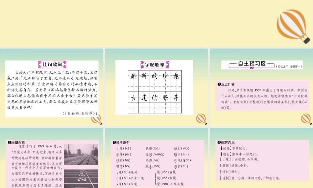 九年级语文下册 第一单元 1(祖国啊，我亲爱的祖国)精英课件 新人教版 课件