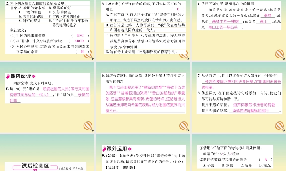 九年级语文下册 第一单元 1(祖国啊，我亲爱的祖国)精英课件 新人教版 课件