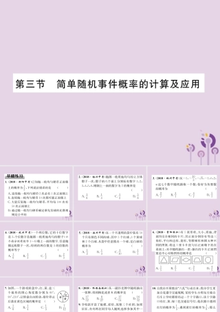 中考数学总复习 第一部分 教材知识梳理 第8章 统计与概率 第3节 简单随机事件概率的计算及应用(精练)课件