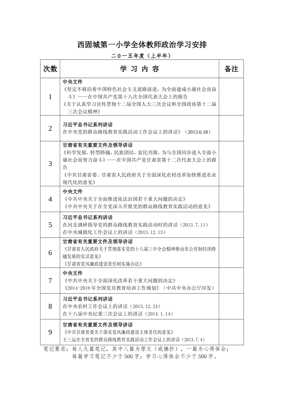 政治学习安排上半年_第1页