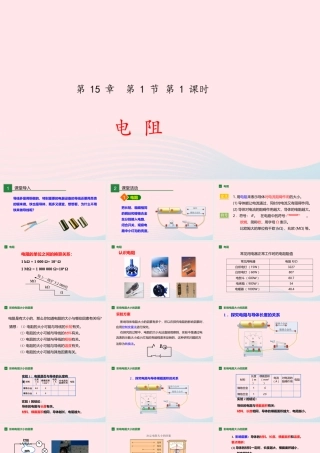 九年级物理全册 151 电阻和变阻器(第1课时)课件(新版)沪科版 课件