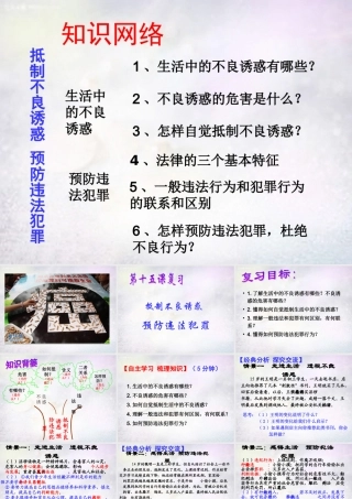 中学七年级政治下册 第15课 抵制不良诱惑 预防违法犯罪复习课件 鲁教版 课件