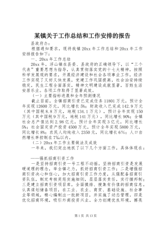 某镇关于工作总结和工作安排的报告