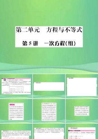 中考数学复习 第二单元 方程与不等式 第5讲 一次方程(组)课件