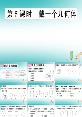 广东省秋七年级数学上册 第一章 丰富的图形世界 第5课时 截一个几何体习题课件 (新版)北师大版 课件