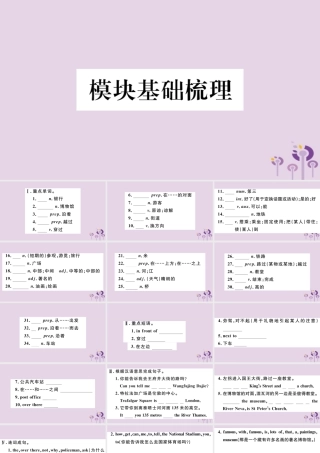 七年级英语下册 Module 6 Around town模块基础梳理习题课件 (新版)外研版 课件