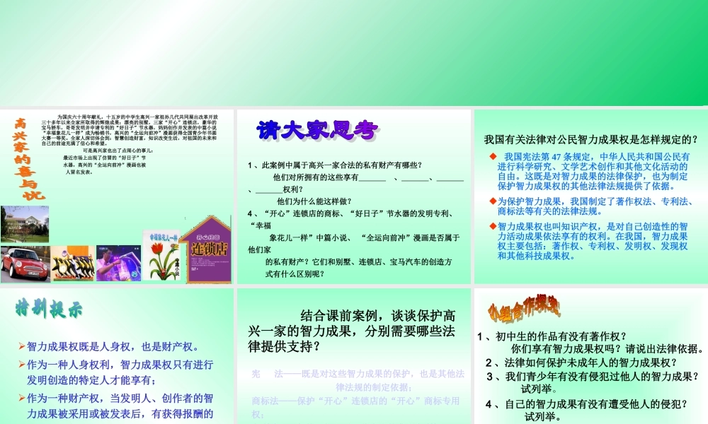 八年级政治下册 法律保护我们的无形财产课件 人教新课标版 课件