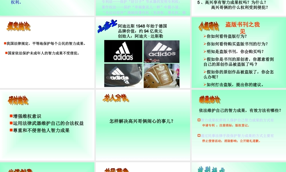 八年级政治下册 法律保护我们的无形财产课件 人教新课标版 课件