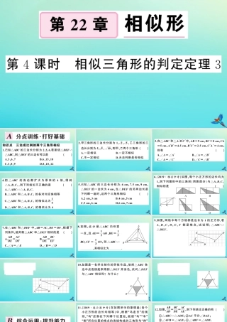 九年级数学上册 第22章 相似形 222 相似三角形的判定 第4课时 相似三角形的判定定理3作业课件 (新版)沪科版 课件