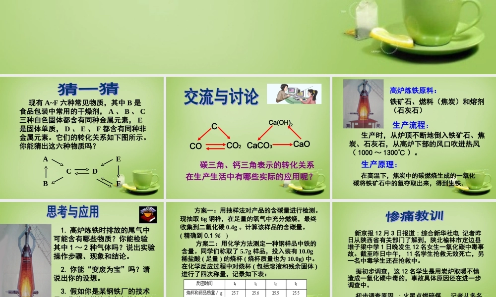 中考化学(碳三角钙三角的应用)复习课件