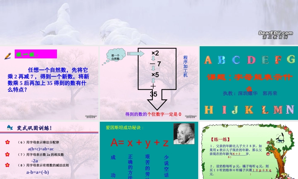七年级数学字母表示什么 北师大版 课件