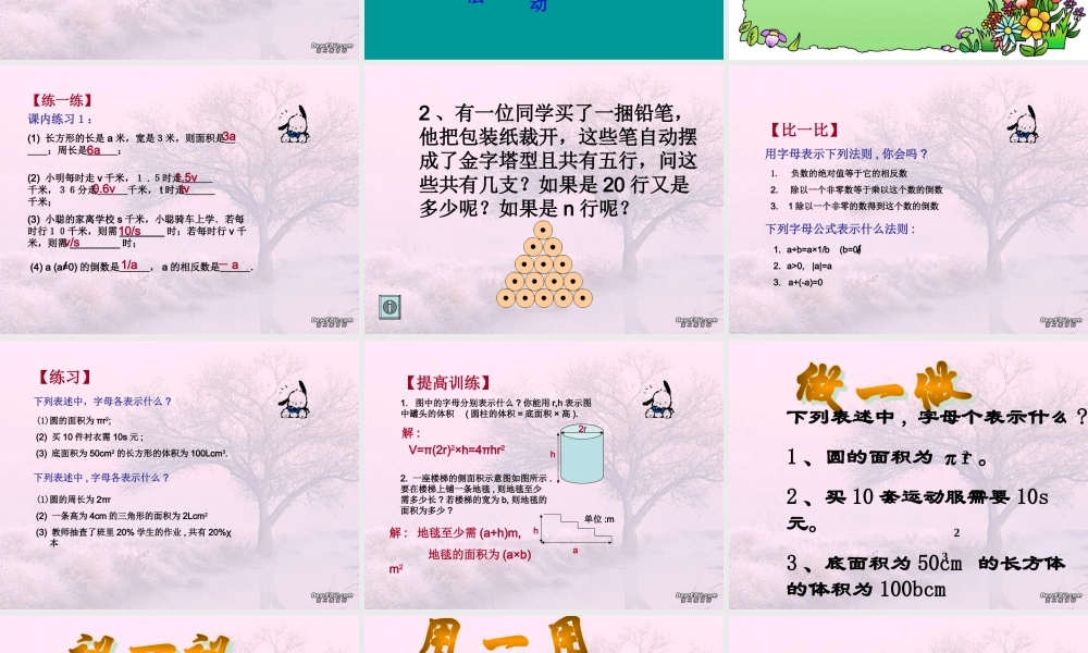 七年级数学字母表示什么 北师大版 课件