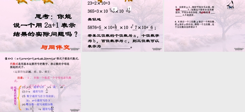 七年级数学字母表示什么 北师大版 课件