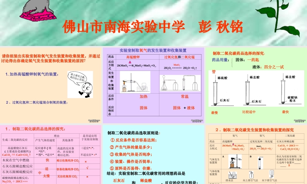 初三化学二氧化碳制取的研究与实践 课件