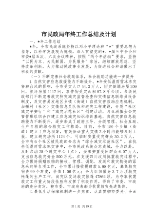 市民政局年终工作总结及计划