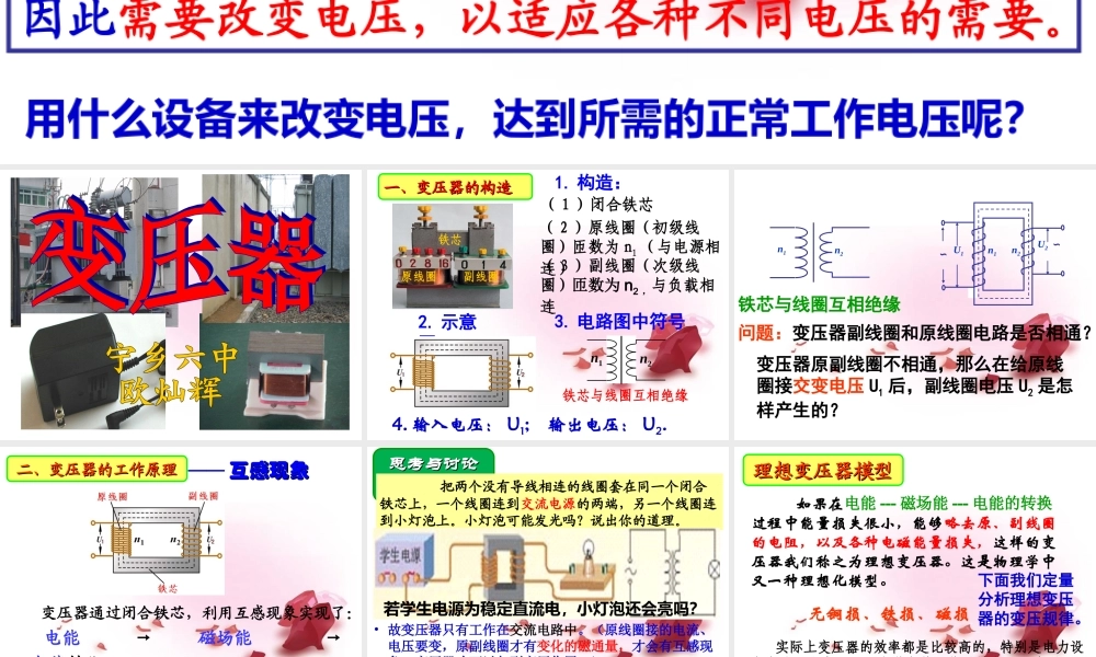 高中物理选修3-2变压器课件
