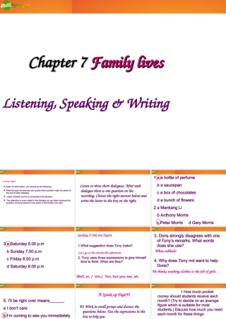 八年级英语下册 Chapter 7 Family lives Listening, Speaking & Writing课件 牛津深圳版 课件