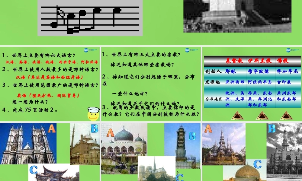 中学七年级地理上册(4.2 世界语言宗教)课件 新人教版 课件