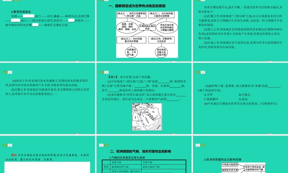 中考地理 第一编 基础篇 第二部分 世界地理下第9课时 中东 欧洲西部课件