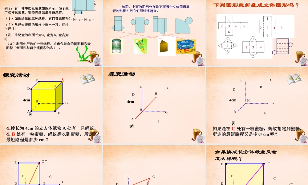九年级数学下册 323 直棱柱和圆锥的侧面展开图课件 (新版)冀教版 课件