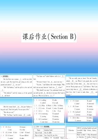 九年级英语全册 Unit 11 Sad movies make me cry Section B课后作业课堂导练课件(含中考真题)(新版)人教新目标版 课件