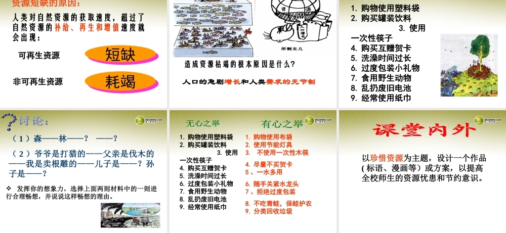 九年级历史与社会全册 第二单元第一课第一框 资源出现短缺课件 人教版 课件