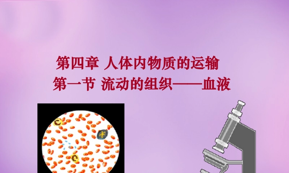 七年级生物下册 第四章 第一节 流动的组织—血液课件 新人教版 课件