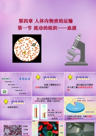 七年级生物下册 第四章 第一节 流动的组织—血液课件 新人教版 课件