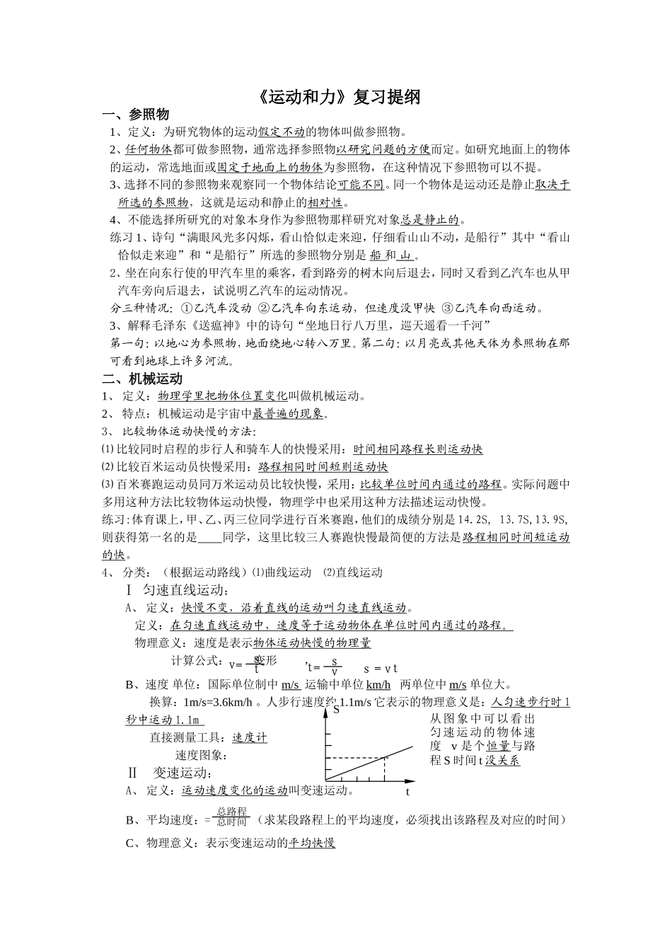 运动和力复习提纲_第1页