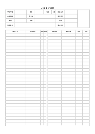 成绩单表格样表[1]