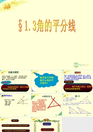 八年级数学上册(1.3角的平分线)课件1 青岛版 课件