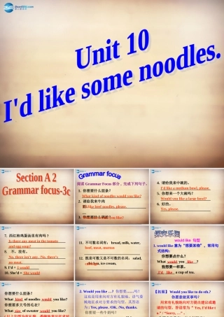 广西平南县大安四中七年级英语下册 Unit 10 I'd like some noodles Section A课件2 (新版)人教新目标版 课件