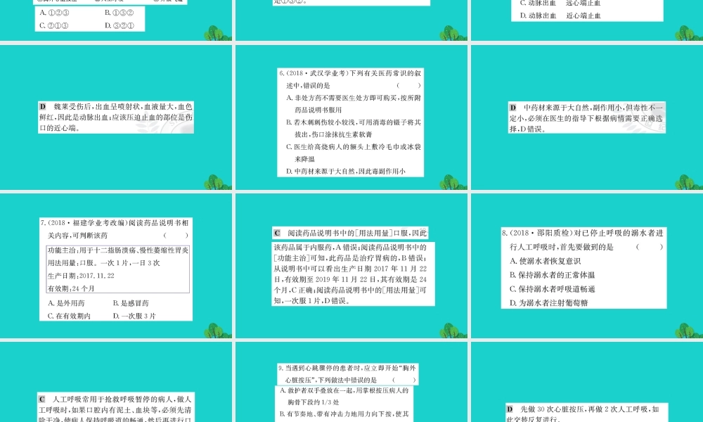 八年级生物下册 8.2 用药和急救习题课件(新版)新人教版 课件