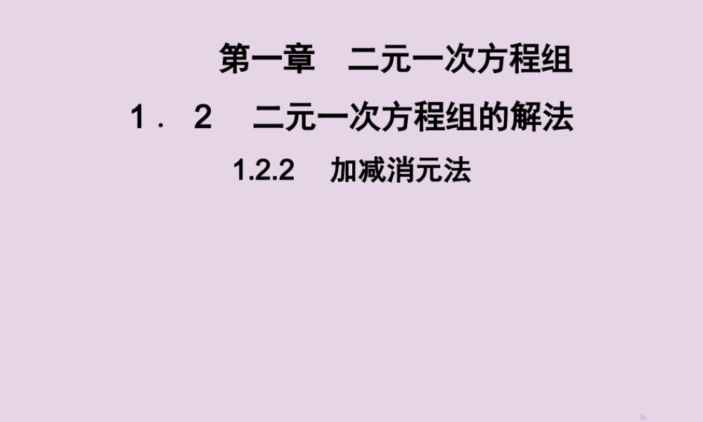七年级数学下册 第1章(二元一次方程组)1.2 二元一次方程组的解法 1.2.2 加减消元法习题课件 (新版)湘教版 课件