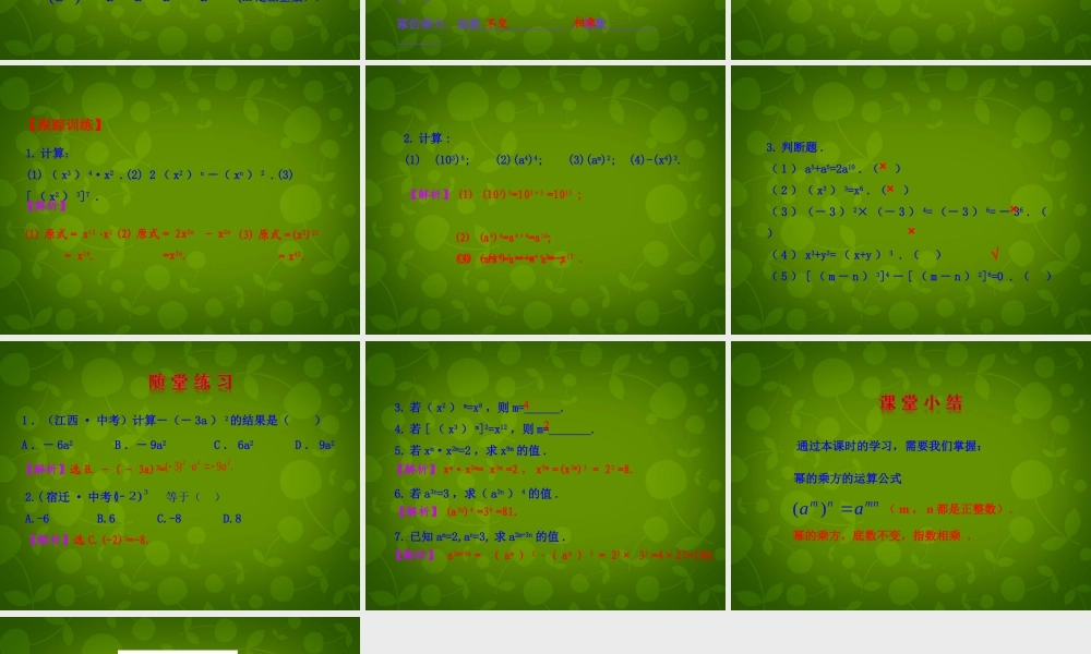 中学八年级数学上册 14.1.2 幂的乘方课件 (新版)新人教版