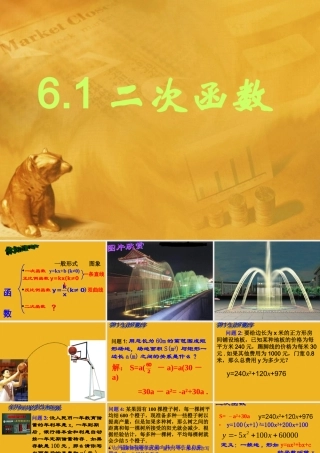 九年级数学下册61(二次函数)课件课件 苏科版 课件