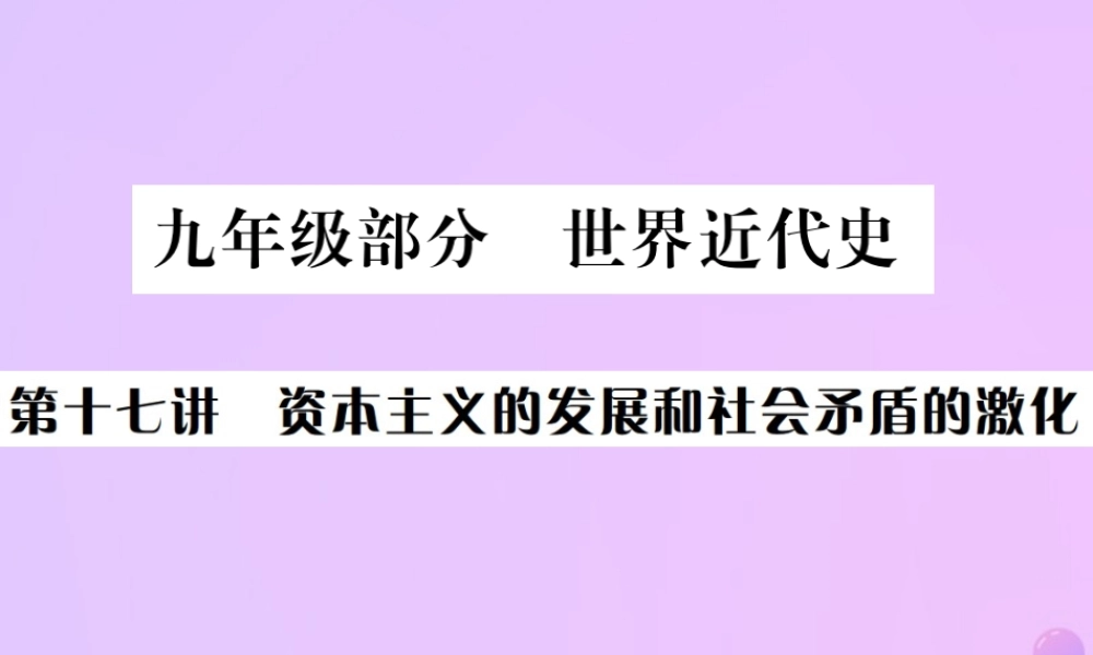 九年级部分 世界近代史 第十七讲 资本主义的发展和社会矛盾的激化课件