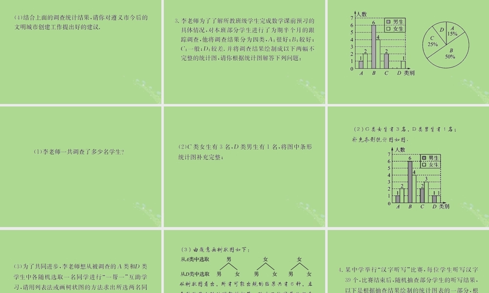 中考数学复习 专题 统计与概率解答题巩固练习课件