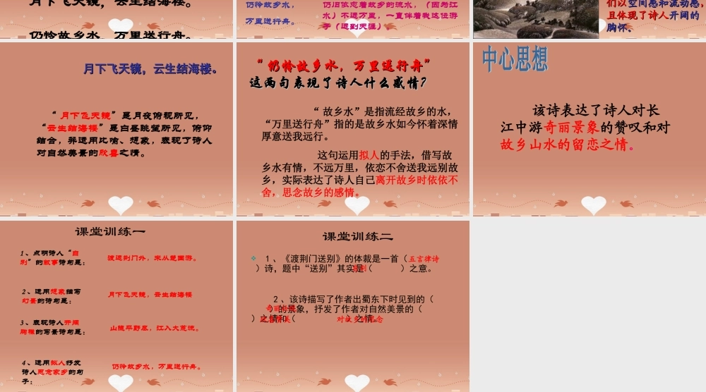 中学七年级语文下册 30 诗词五首 渡荆门送别课件 语文版 课件