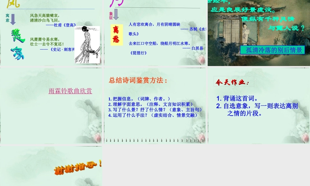 云南省德宏州梁河县一中高二语文(雨霖铃)课件 人教版 课件