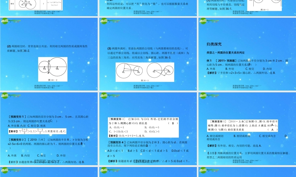 中考数学复习课件36 圆与圆的位置关系 浙教版 课件