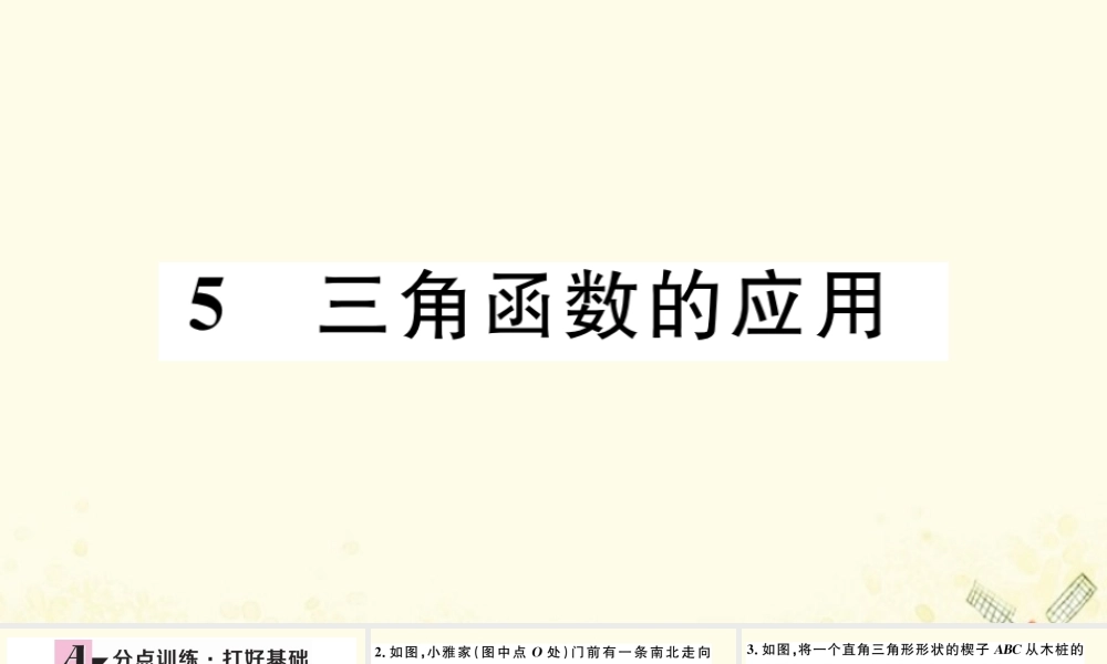 九年级数学下册 第一章 直角三角形的边角关系 15 三角函数的应用习题讲评课件 (新版)北师大版 课件