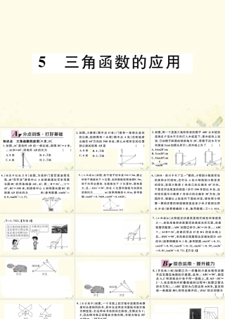 九年级数学下册 第一章 直角三角形的边角关系 15 三角函数的应用习题讲评课件 (新版)北师大版 课件