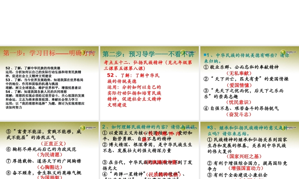 中考思想品德第一轮复习 第二十一课时 第十单元 认识国情 爱我中华课件