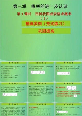 九年级数学上册 第3章 概率的进一步认识 第1课时 用树状图或表格求概率(1)(课堂导练)习题课件 (新版)北师大版 课件