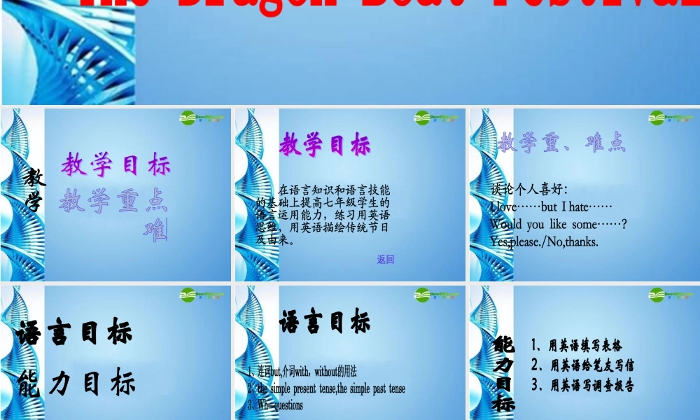 七年级英语下册 Module 3 Unit 1 The Dragon Boat Festival课件 牛津沈阳版 课件