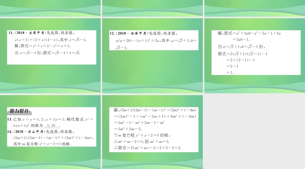 中考数学复习 第1章 数与式 第3课时 代数式与整式(精练)课件